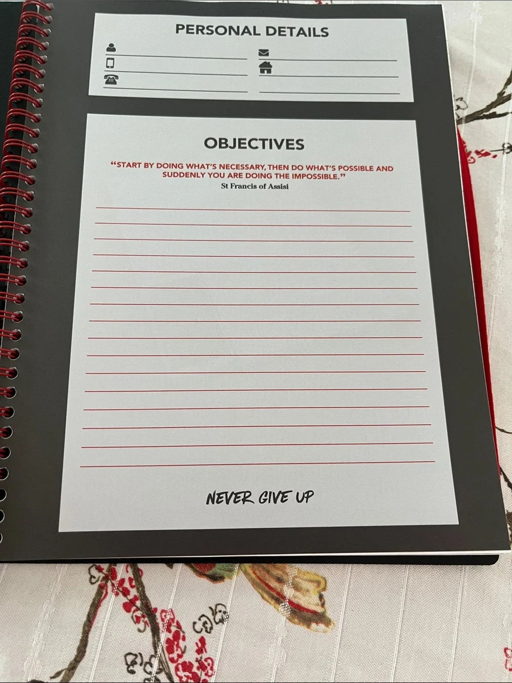 Hardcover Spiral Notebook with Red Accents